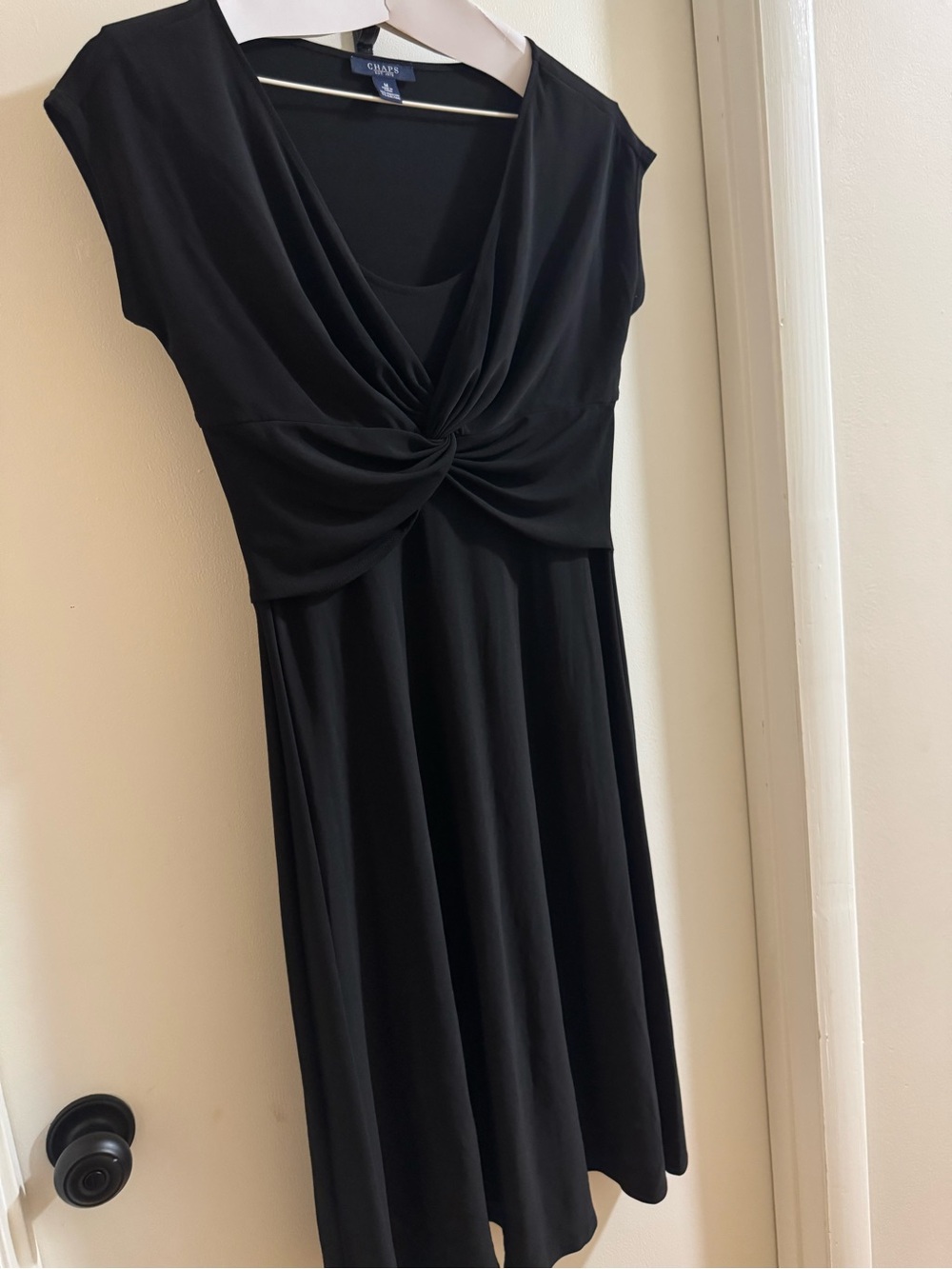 Chaps Black Knot-Front Midi Dress